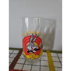 Vintage 1990 Looney Tunes Bugs Bunny 50th Birthday Glass Tumbler Warner Bros